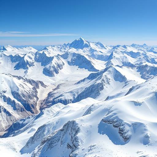 Vue panoramique des montagnes enneigées et des glaciers à Chamonix, Mont Blanc, France.